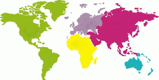 el mapa mundial. en el Oeste,